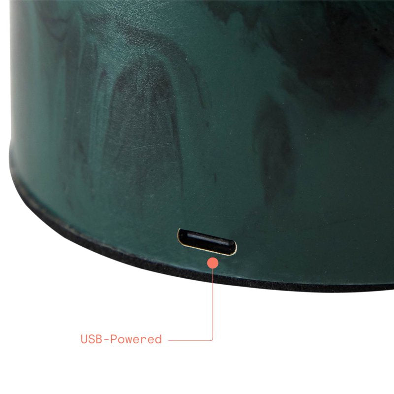 Green Marble Uplight with Brass & Glass Accents - 9.25-Inch Modern Table Lamp