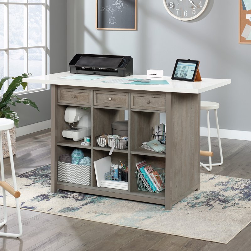 Craft Work Table with Storage - Multi-Color Crafting Desk with Removable Drawers