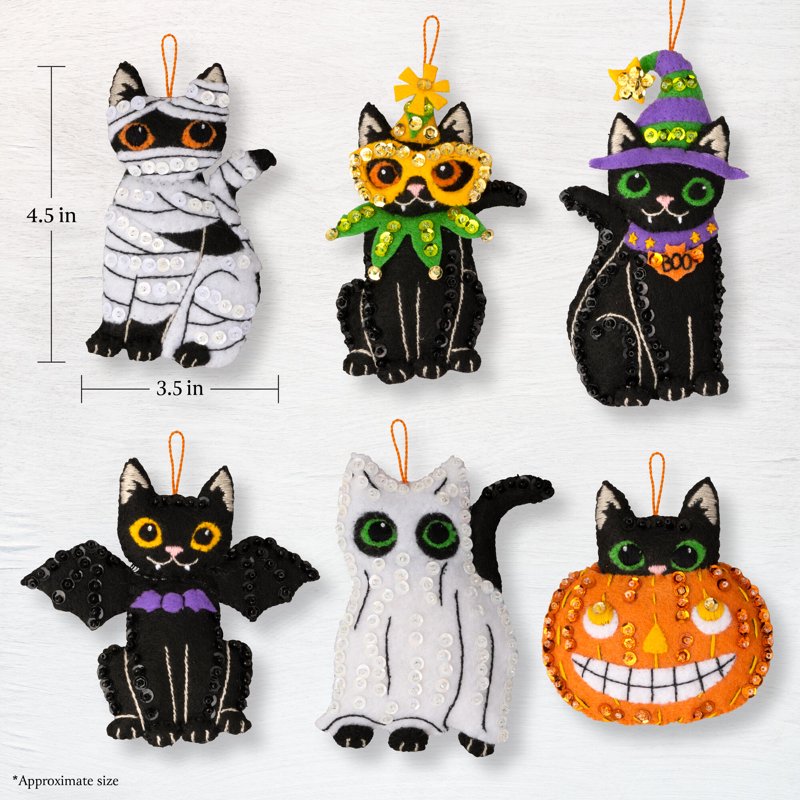 Halloween Felt Ornament Craft Kit with 6 Decorations for DIY Holiday Decor