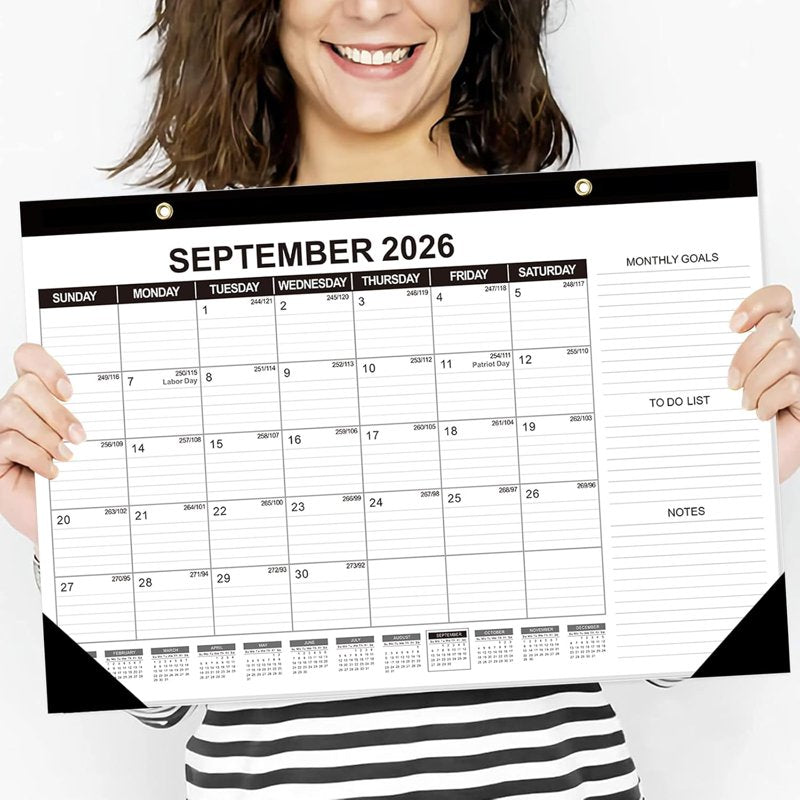 Desk Calendar 2026-2027, 17 x 11.5 in, 18-Month Jul 2026-Dec 2027, Julian Date, Monthly Goals & Notes – Includes Notes Variation