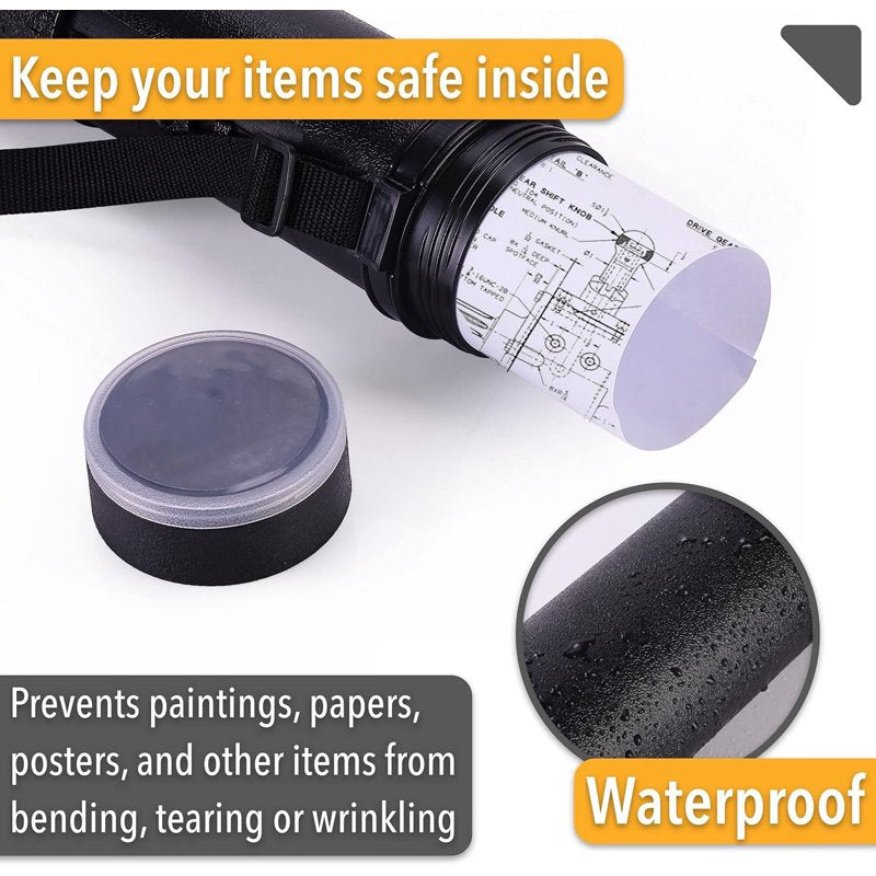 Adjustable Poster Tube 24.5-40 Inches Waterproof Art & Document Storage