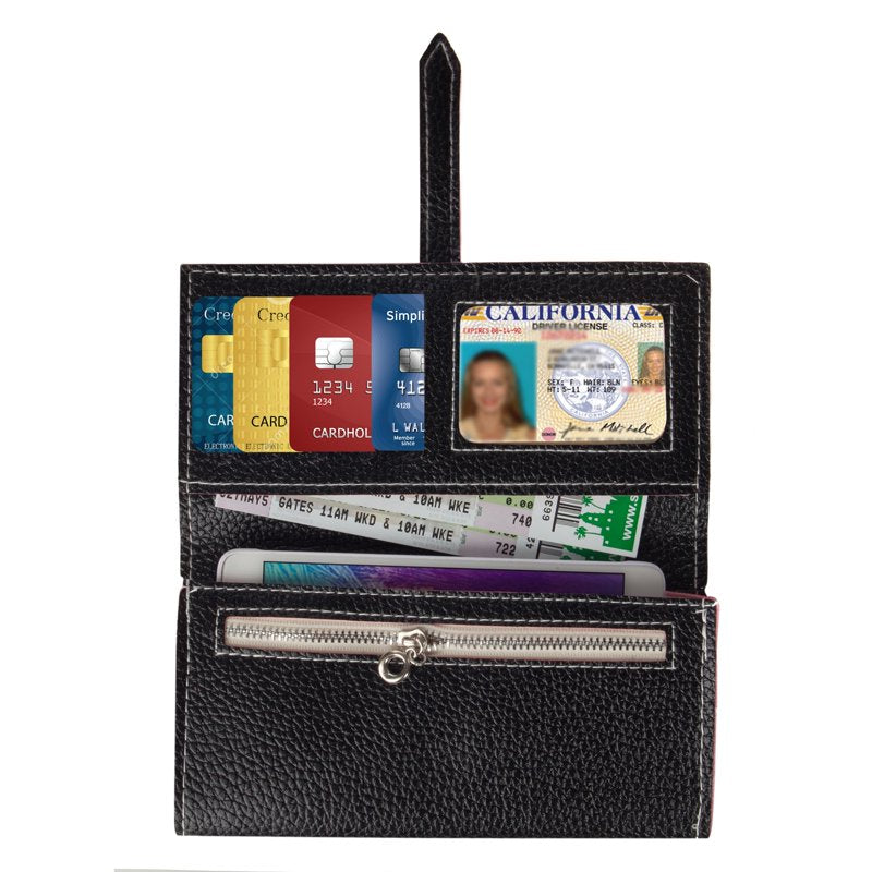 Vegan Leather Wallet with Belt Strap and Phone Compartment – Multiple Colors