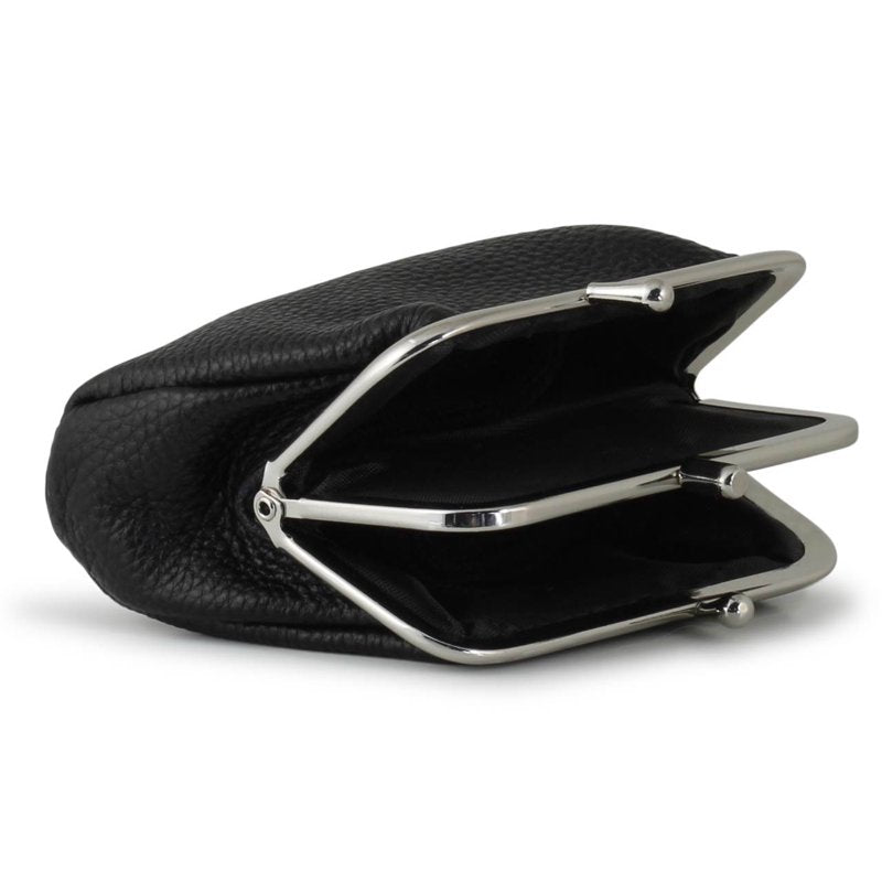 Leather Coin Purse with Triple Frame - Soft Butter Finish, Multi Pocket