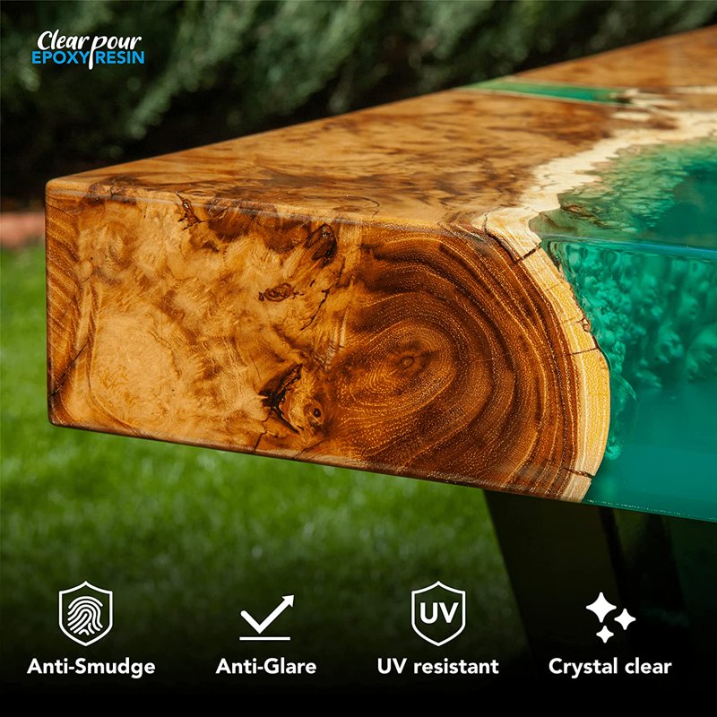 Clear Pour Epoxy Resin Kit - 1 Gallon, 2 Pieces Clear Adhesive for Tables & Countertops