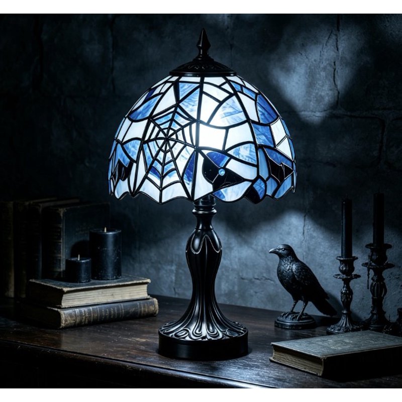 Halloween Stained Glass Table Lamp - Witch Hat Design, Soft Lighting, 11.8 Inch Resin Base