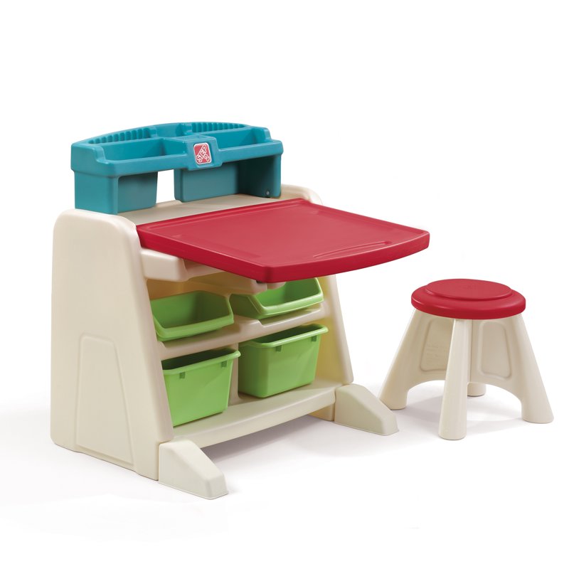 Toddler Art Easel with Storage and Adjustable Surface - Kids Craft Desk