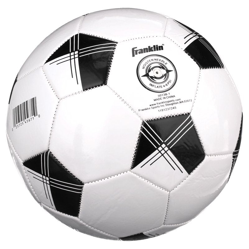 Size 4 Soccer Balls 12-Pack with Pump — Franklin Competition 100 (White/Black) - 12 Count
