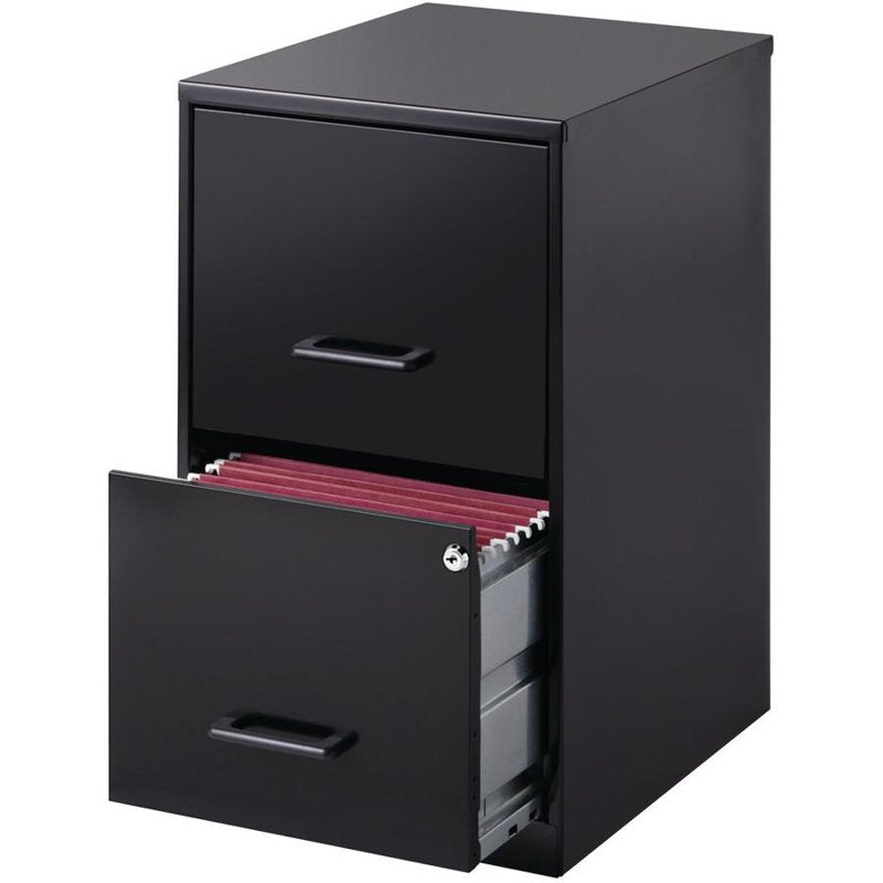 2-Drawer Steel File Cabinet with Lock - 18 Inch Depth for Office Storage