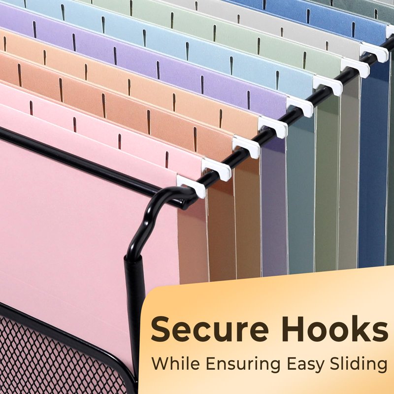 50 Pack Hanging File Folders with 1/5-Cut Tabs - Pastel Colors for Office & Home Organization
