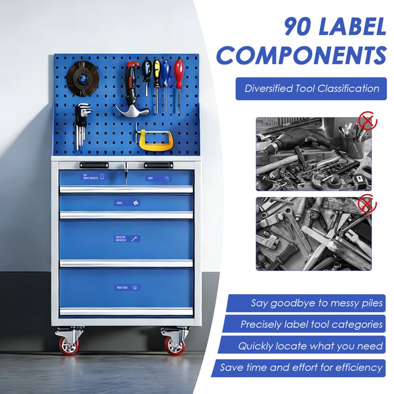 Magnetic Toolbox Labels 90 Pcs - Tool Chest Organization for Garage & Workshop