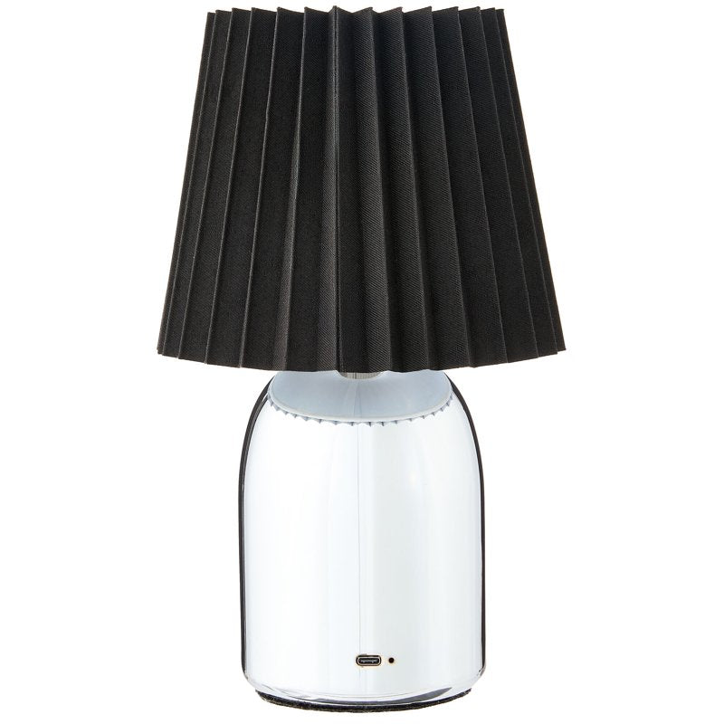 Rechargeable LED Portable Table Lamp with Touch Control - Chrome Finish, Black Linen Shade