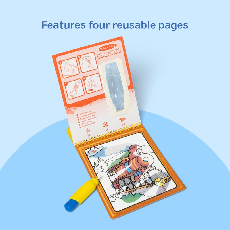 Kids Water Drawing Activity Pad - Reusable Water Reveal Vehicle Scenes