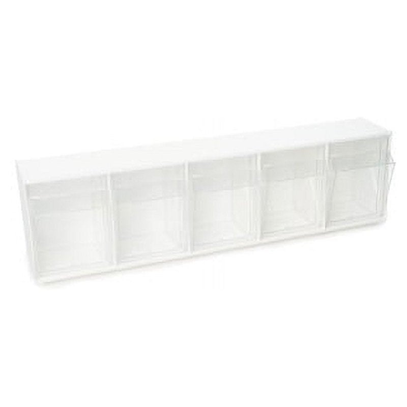 Deflecto Interlocking Tilt Bin Storage System - 5 White Bins for Organization