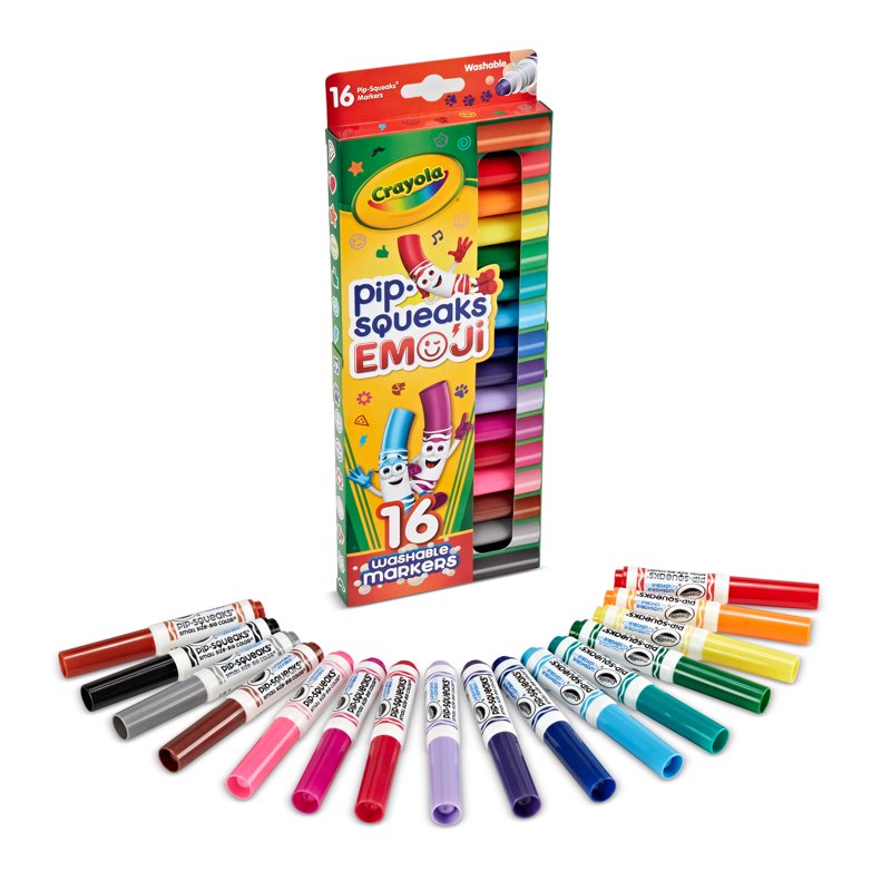 Emoji Stamp Washable Markers Set - 16 Vibrant Colors for Kids & Crafts