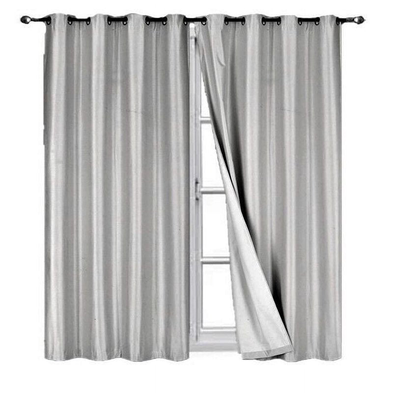 Blackout Room Darkening Window Curtains 84 Inch Length - Silver, Charcoal, Lime, Blue