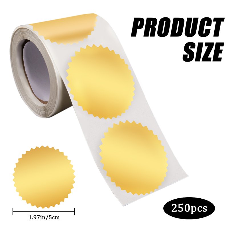 250pcs Gold Envelope Seal Stickers 2-Inch Round Labels for Packaging & Weddings