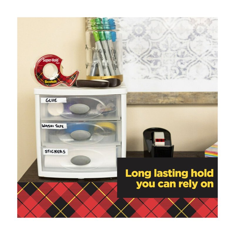 Clear Packing Tape Dispenser - 3/4 in. x 600 in. Strong Adhesive, Reusable