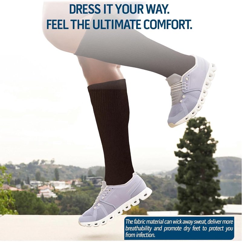 Diabetic Over The Calf Socks - Non-Binding Cotton Knee High Socks for Men 6 Pairs