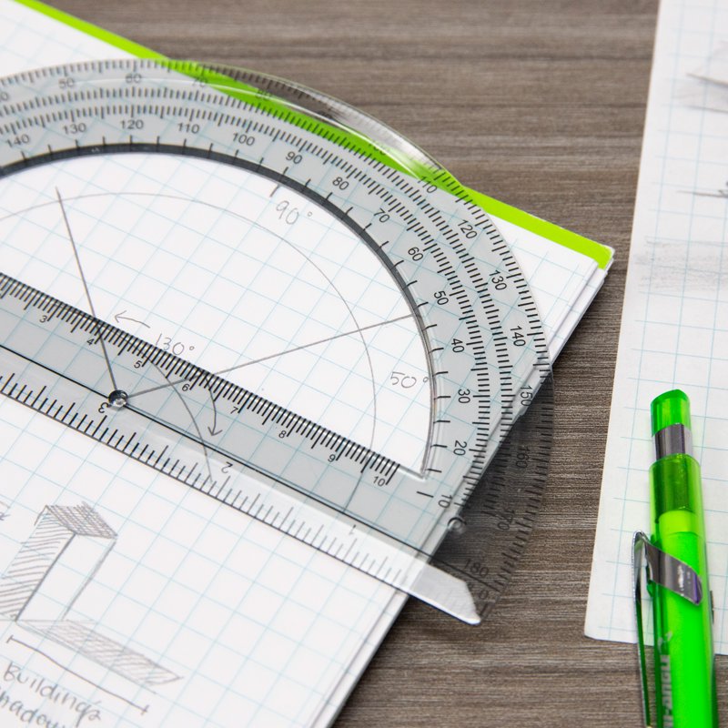 Semicircular 6-Inch Protractor for Geometry, Drawing & Measuring