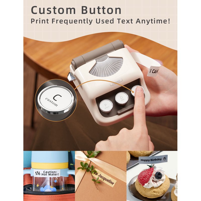 Portable Bluetooth Thermal Label Maker with Tape - White & Red Variants