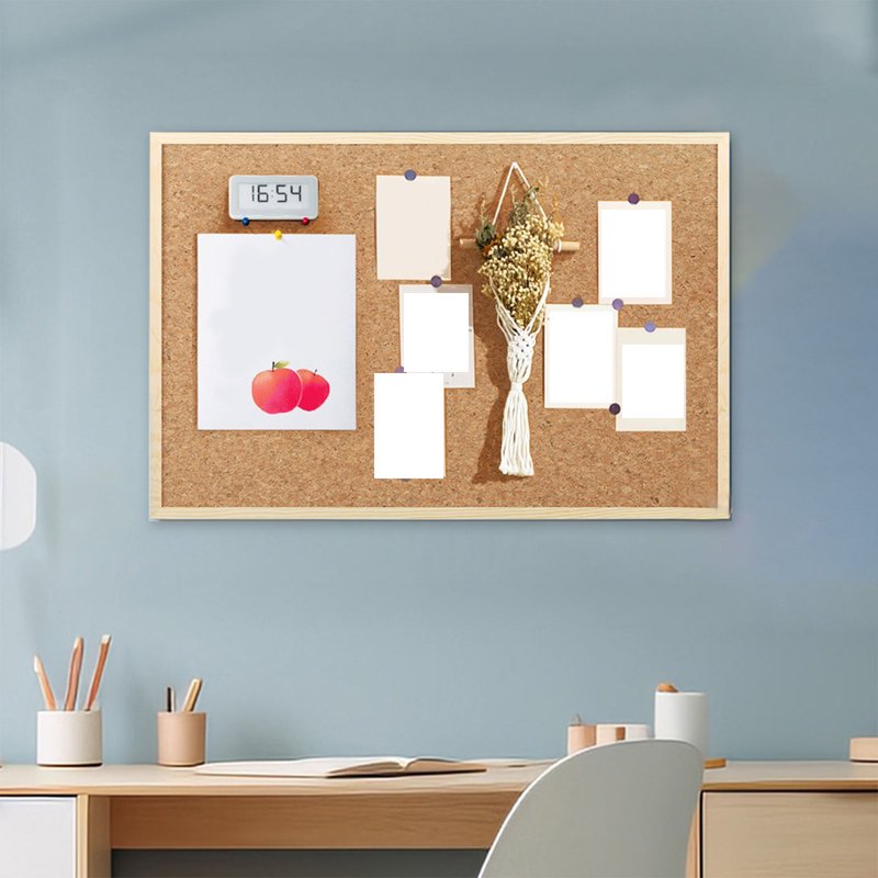 Wood Frame Bulletin Board for Walls - Cork Message Board & Vision Display