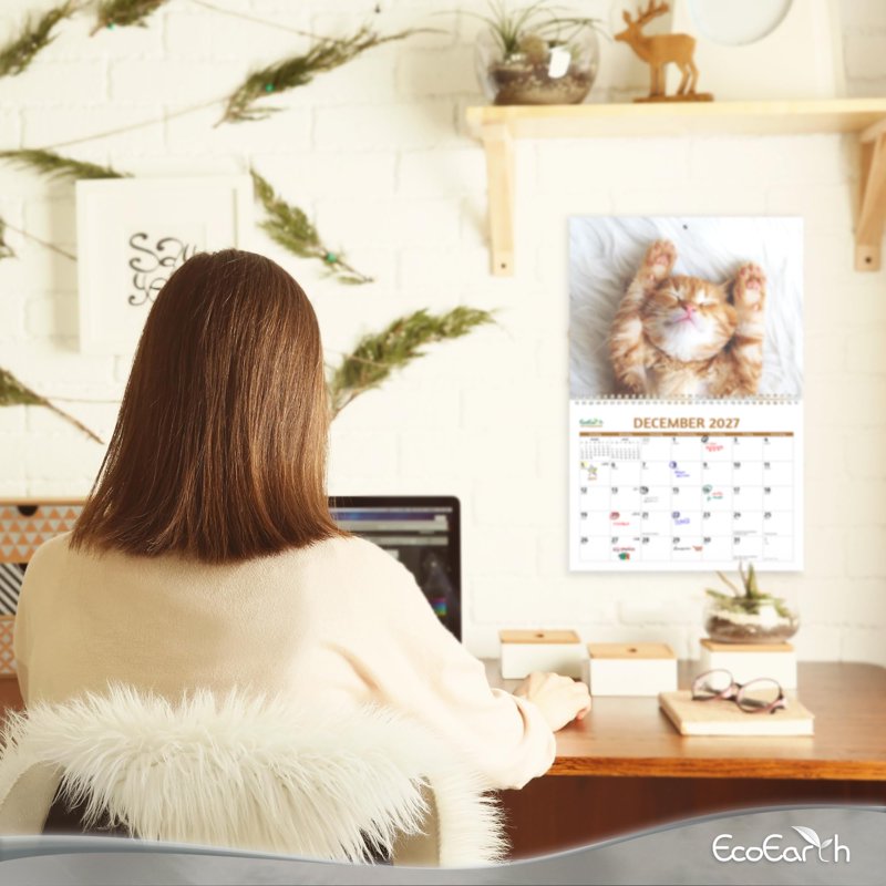 Vertical Wall Calendar 2026-2027 - Cute Kittens 18-Month Organizer