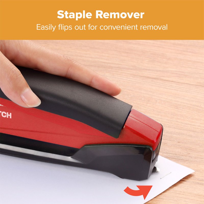 Bostitch PaperPro One-Finger Desktop Stapler, 20-Sheet Capacity, Red