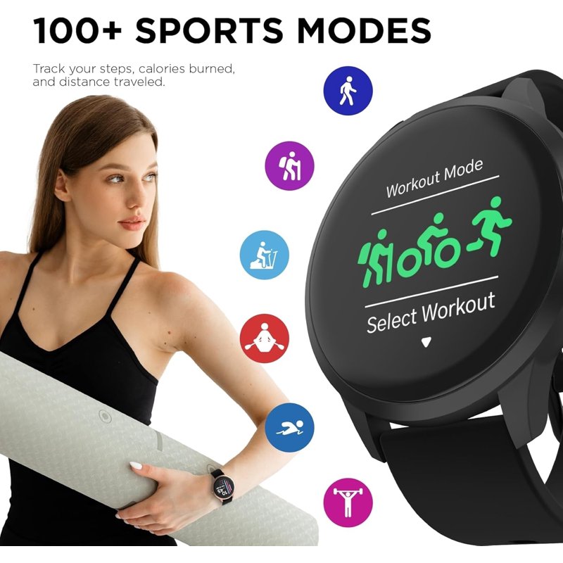 Sports Smartwatch with Heart Rate & Fitness Tracking - Multiple Colors