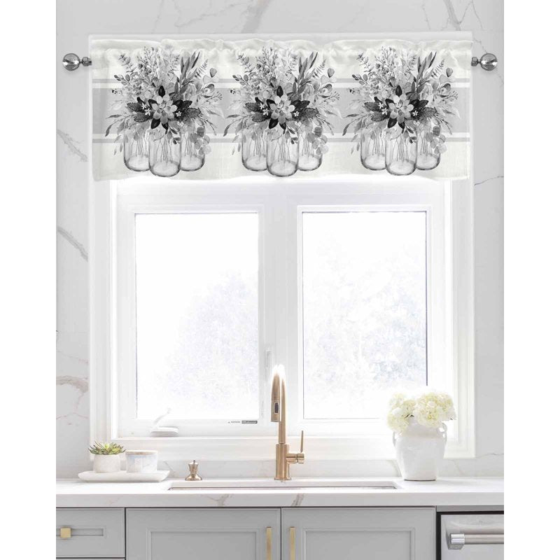 Eucalyptus Linen Window Valance for Bedroom Bathroom Kitchen Living 54x18