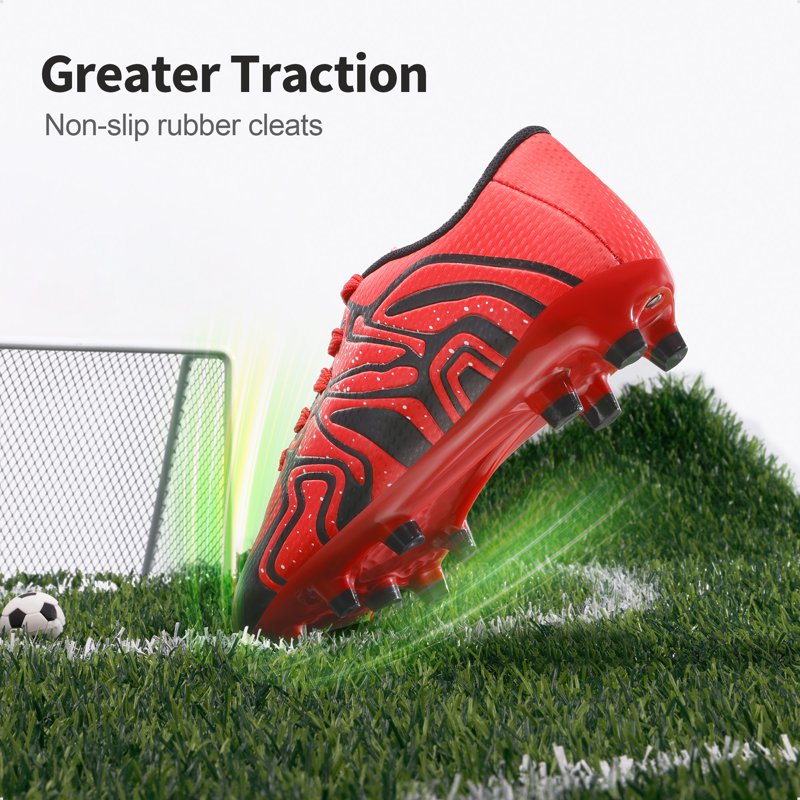 Burudani Kids Lightweight Soccer Shoes, Red/Black/Silver — Size 12 (Variation: 12 Little Kid)