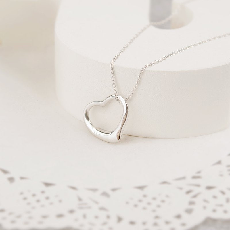 Sterling Silver Heart Necklace for Mom - Mother's Day Gift, 16 Inch Chain