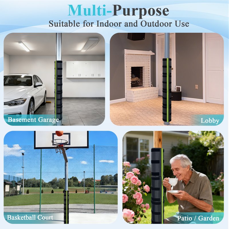 Garage & Basement Pole Wrap Padding for Metal Columns - 4 Pack Safety Protectors