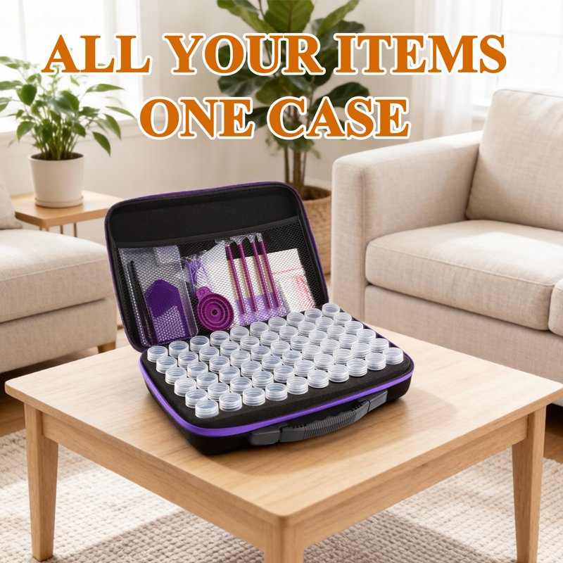Diamond Art Storage Organizer Case with 60 Compartments and Craft Accessories