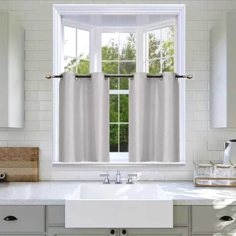 Short Window Curtain Panels with Foam Backing - Grommet Top 28x36 Inches, Multiple Colors