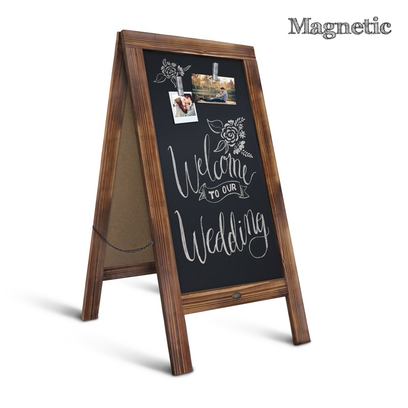 Outdoor Magnetic A-Frame Chalkboard Sign - Rustic Brown 40x20 Inches
