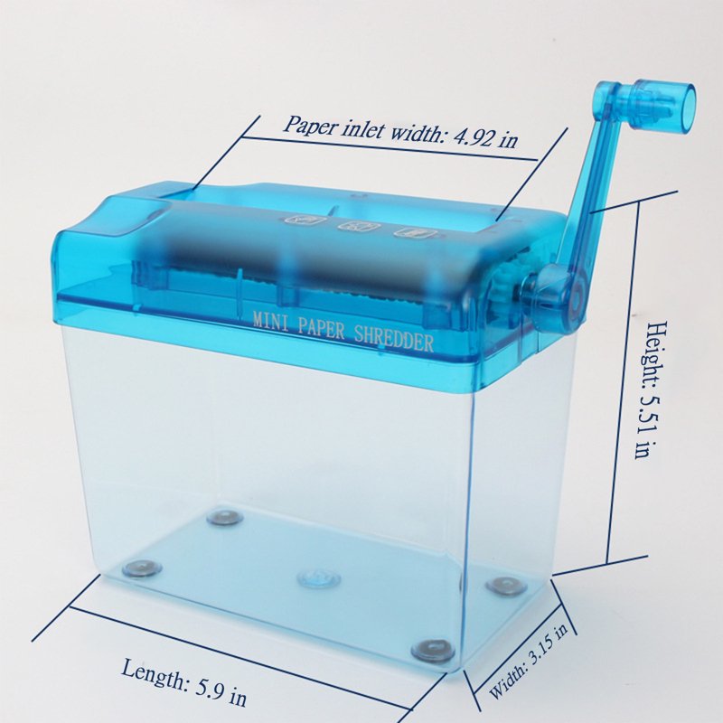 Portable Mini Hand Shredder for Paper and Documents, A6 Size, Blue