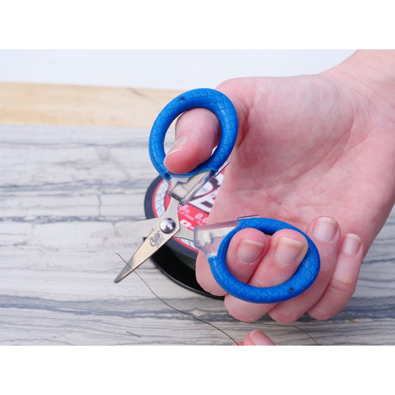 2 Pack Micro Fishing Scissors 3-Inch Titanium Bonded Serrated Blades Blue
