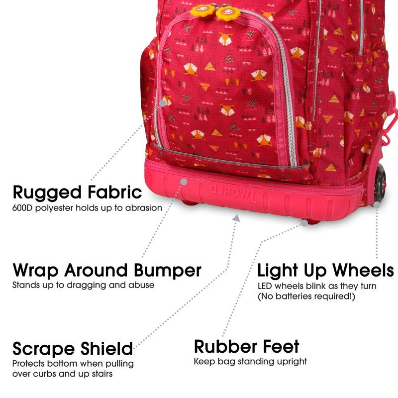 Kids Rolling Backpack with Insulated Lunch Bag - School & Travel