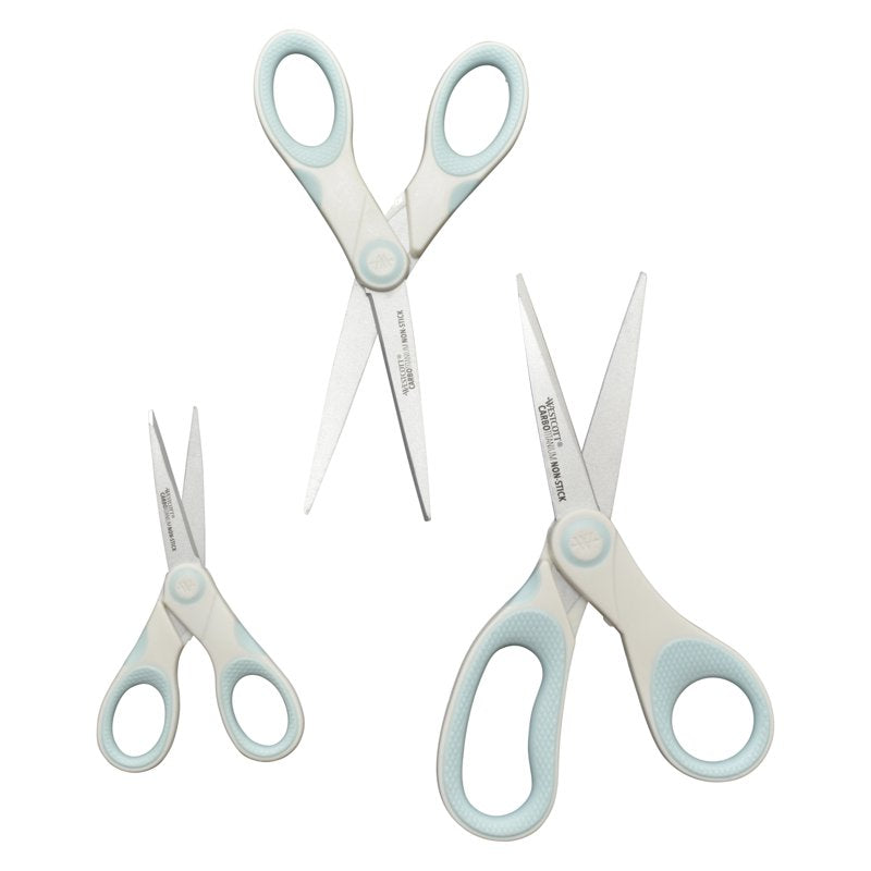 Non-Stick Craft & Office Scissors 8 7 5 Inch 3-Pack - Sharp, Durable, Comfortable Handles