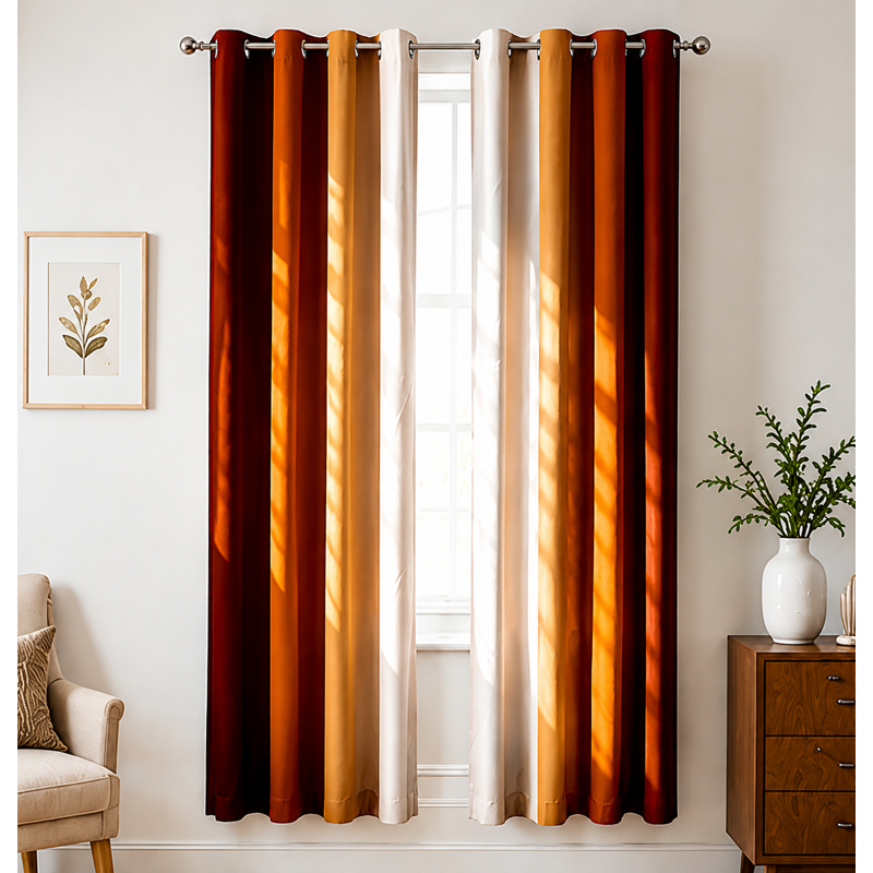 Burnt Orange Ombre Blackout Curtains - Room Darkening Grommet Drapes for Living Room & Bedroom, Pack of 2, Multiple Sizes