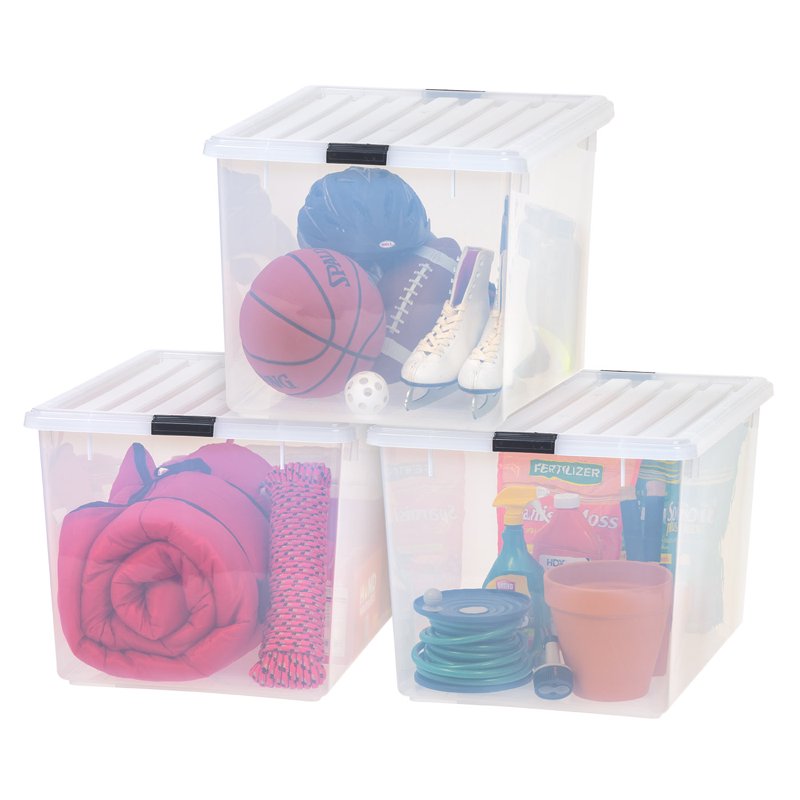 Stackable Plastic Storage Bins with Lids and Buckles - Multiple Sizes