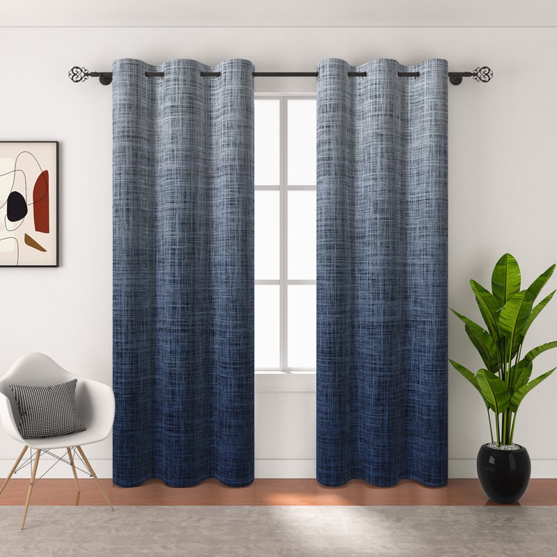 Blackout Window Curtains 2 Panel Set - Modern Gradient Drapes for Bedroom & Living Room