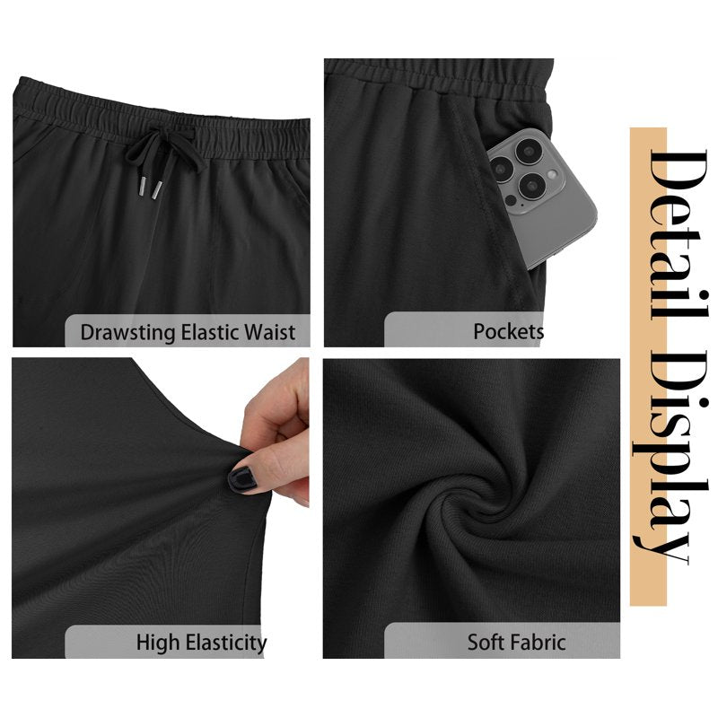 Women's Stretch Knit Lounge & Athletic Pants with Pockets - Casual Workwear