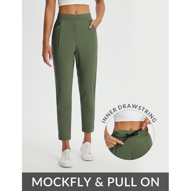 Womens Golf Pants with Pockets Ankle 7/8 Slim Fit 2XL Green