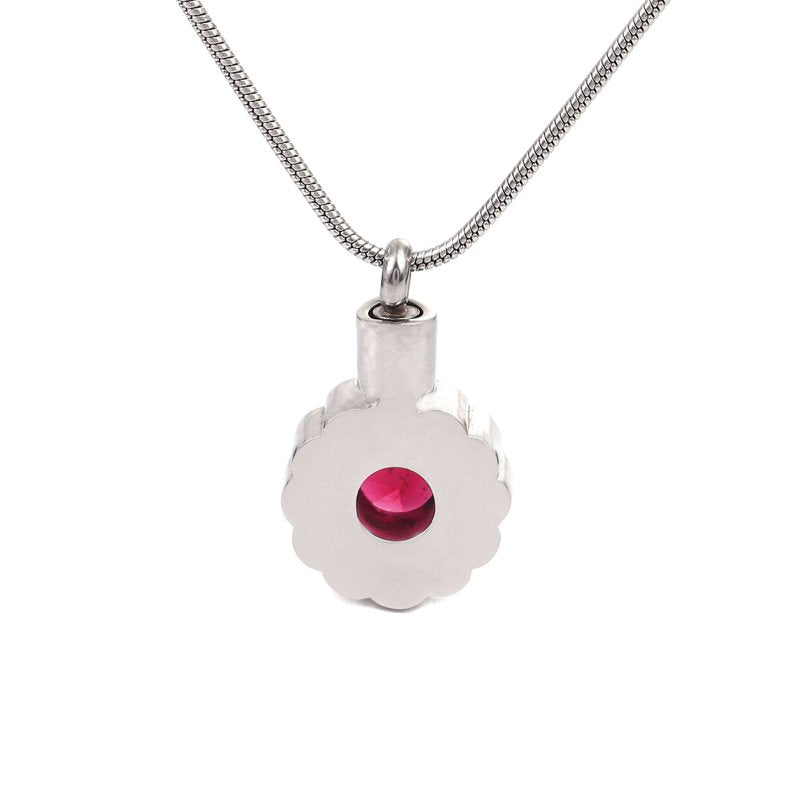 Pink Crystal Rhinestone Flower Cremation Urn Pendant Keepsake Jewelry with Free Funnel & Velvet Box