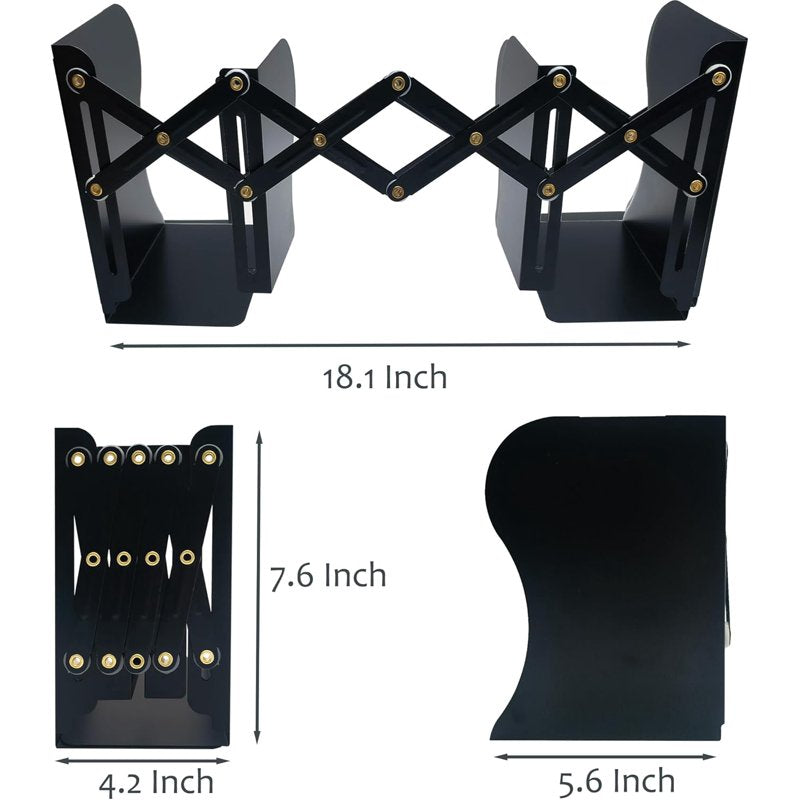 Heavy Duty Metal Bookends Adjustable Shelf Organizer for Home Office School