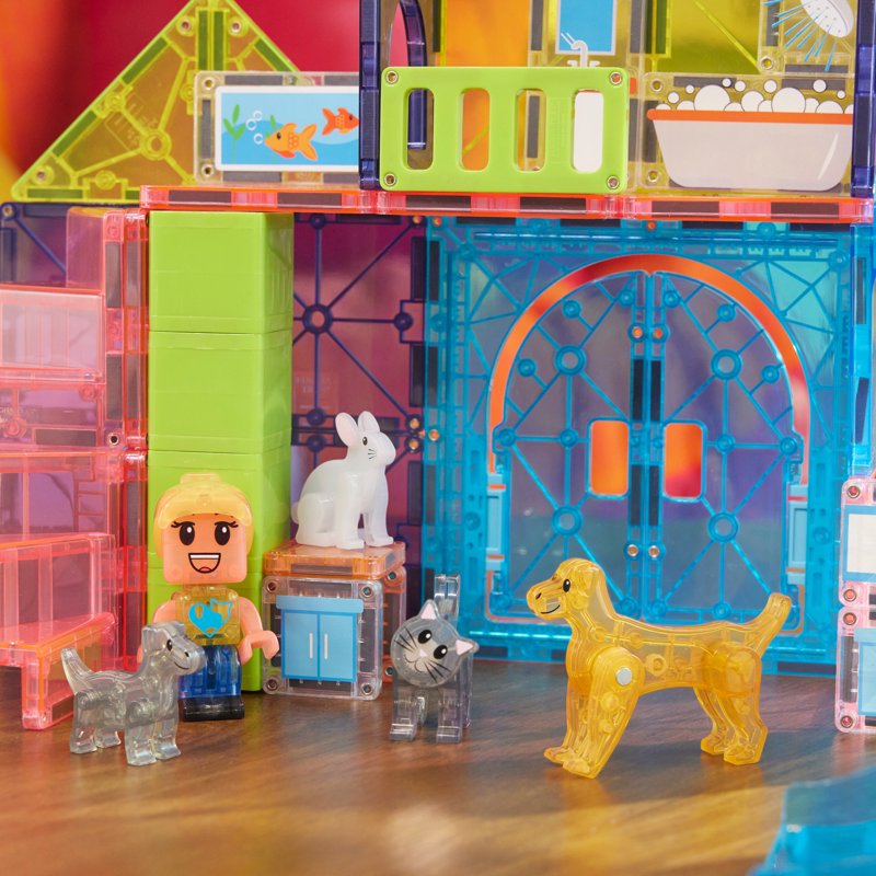 Magnetic Construction Toy Set for Kids - 50 Pieces with Pet Playhouse & Accessories
