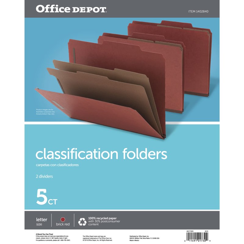 Letter Size File Folders with Dividers - 2 1/2-Inch Expansion, Pack of 5