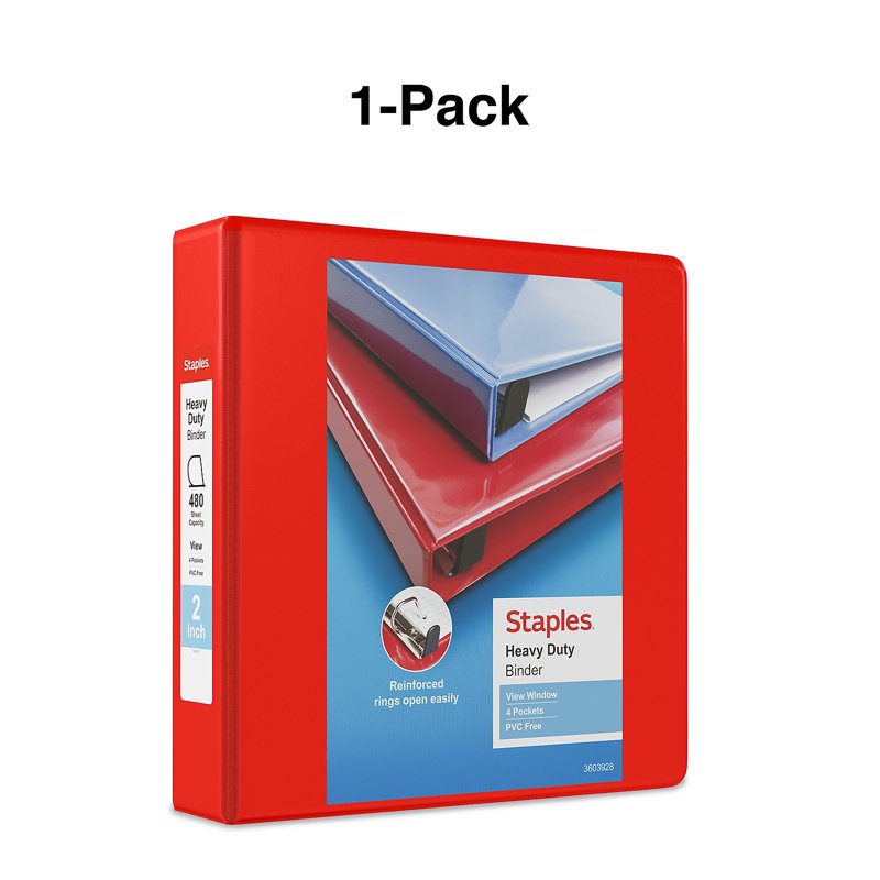 Heavy-Duty 2-Inch D-Ring View Binder - 480 Sheet Capacity, Multiple Colors