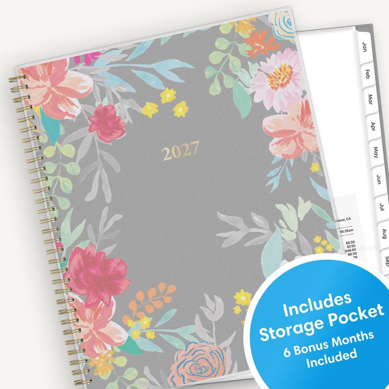 2027 Weekly & Monthly Planner Calendar - All Patterns, 8.5 x 11, Durable Wire Binding